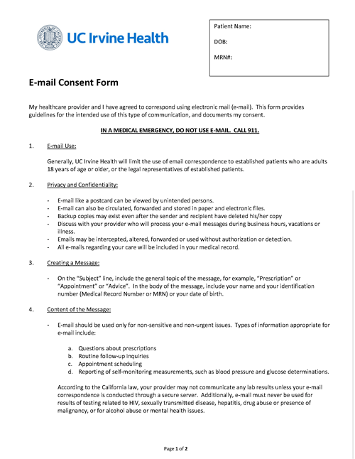 eMail Consent Form